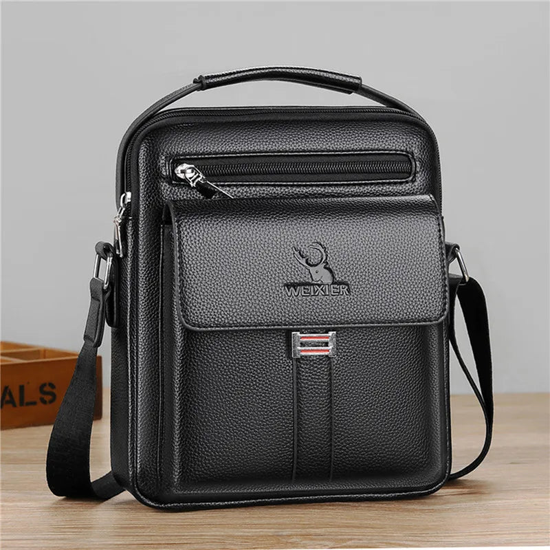Mens Crossbody Bag Waterproof PU Leather Large Capacity - Smarsty