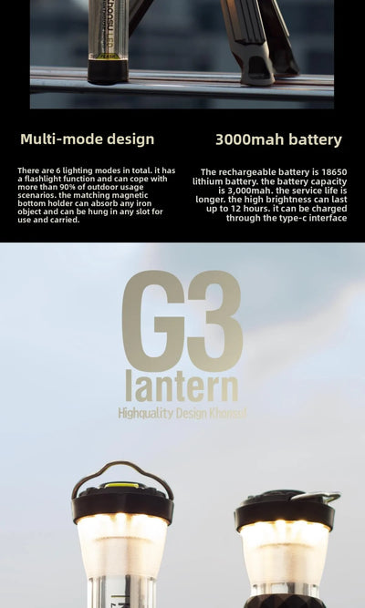 3000mah GZ Lighthouse camping light Super Long Battery Life LED Camping Tent Hiking Atmosphere Lamp Tower Flashlight by Smarsty