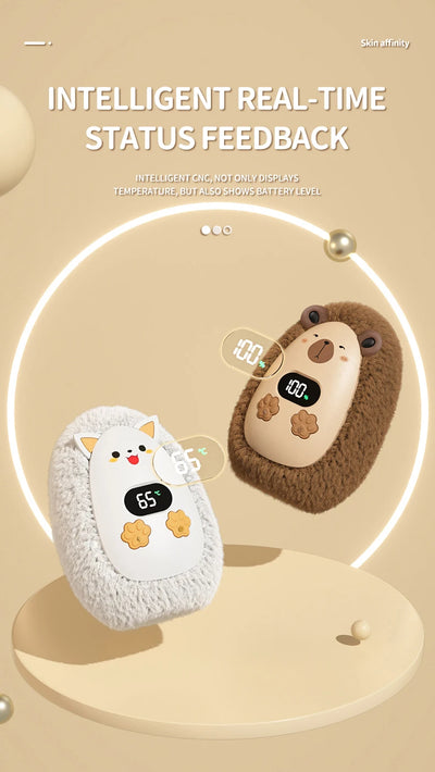 Plush Hand Warmer Winter Mini Portable Three-speed Adjustment Battery Life Long-lasting Smart Temperature Control Hand Warmer - Smarsty