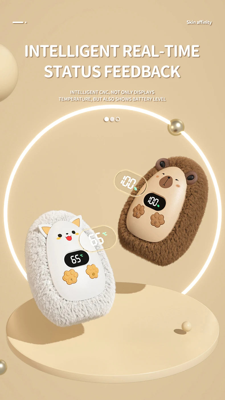 Plush Hand Warmer Winter Mini Portable Three-speed Adjustment Battery Life Long-lasting Smart Temperature Control Hand Warmer - Smarsty
