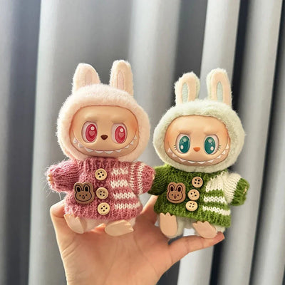 For 15-17 cm v1v2 Labubu Clothes outfit Labubu Sitting Party Bear Label Scarf Hat Bag Dolls Accessories Cute Decoration by Smarsty