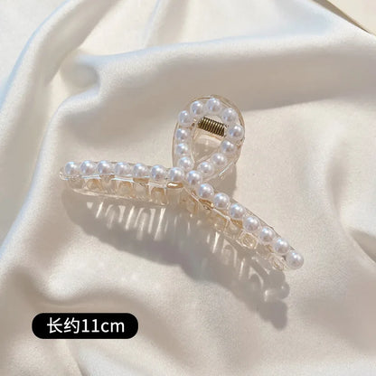 Large Pearl Hair Claw Clip Acrylic Fashion Barrette Stylish - Smarsty