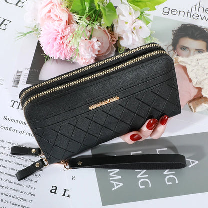 Long Women's Wallet Female Purses Tassel Coin Purse Card Holder Wallets Double Zipper Pu Leather Clutch Luxury Money Phone Bag - Smarsty