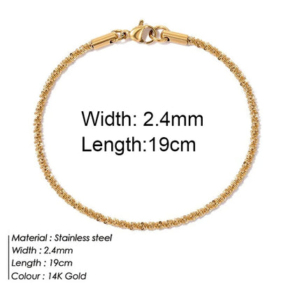 Gold Stainless Steel Twist Chain Bracelet for Women - Smarsty
