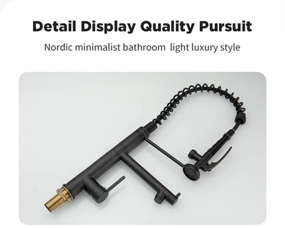 Chrome Brass Kitchen Faucet with Pull Out Spray - Smarsty