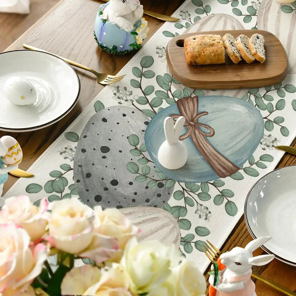 Eucalyptus Linen Table Runner for Spring Decor - Smarsty