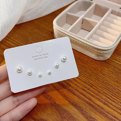 4 Pair Silver Heart Stud Earrings Set Cute Gift Everyday - Smarsty
