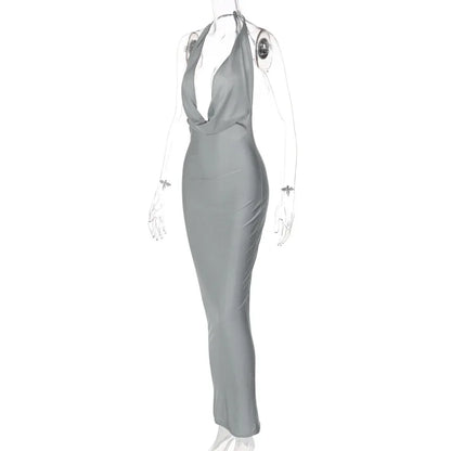 Dulzura Autumn Women Halter Backless Midi Dress For Women Bodycon Sexy Party Elegant Outfits Evening Birthday Clothes Y2K 2024 - Smarsty