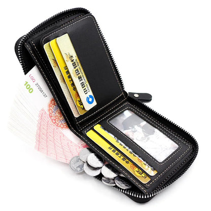 New Men Zipper Wallets Short Card Holder Vintage Male Wallet High Quality PU Leather Classic Coin Pocket Wallet For Boys - Smarsty