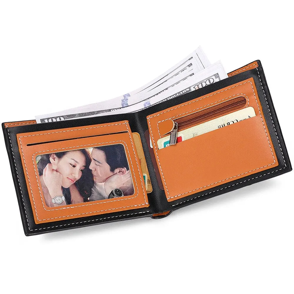 New Carbon Fiber Short Wallet Men's Card Bag Integrated Zipper Change Bag Holder - Smarsty