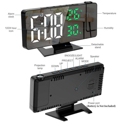 180 Degree Projection Digital Alarm Clock with Temperature Display - Smarsty