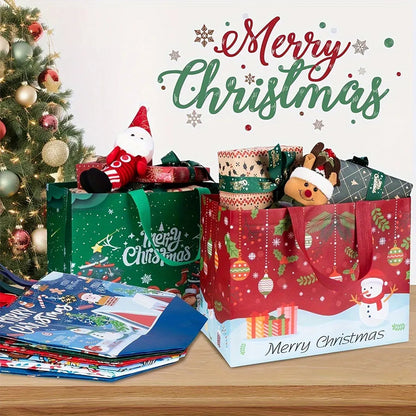 1-16PCS Large Christmas Gift Bags, Christmas Tote Bags with Handles(32.5x25*17cm), Multifunctional Christmas Bags for Gifts