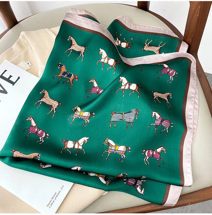 Luxury Silk Horse Print Scarf for Women - Smarsty