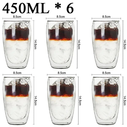 Double Wall Borosilicate Glass Mugs Set Heat Resistant - Smarsty