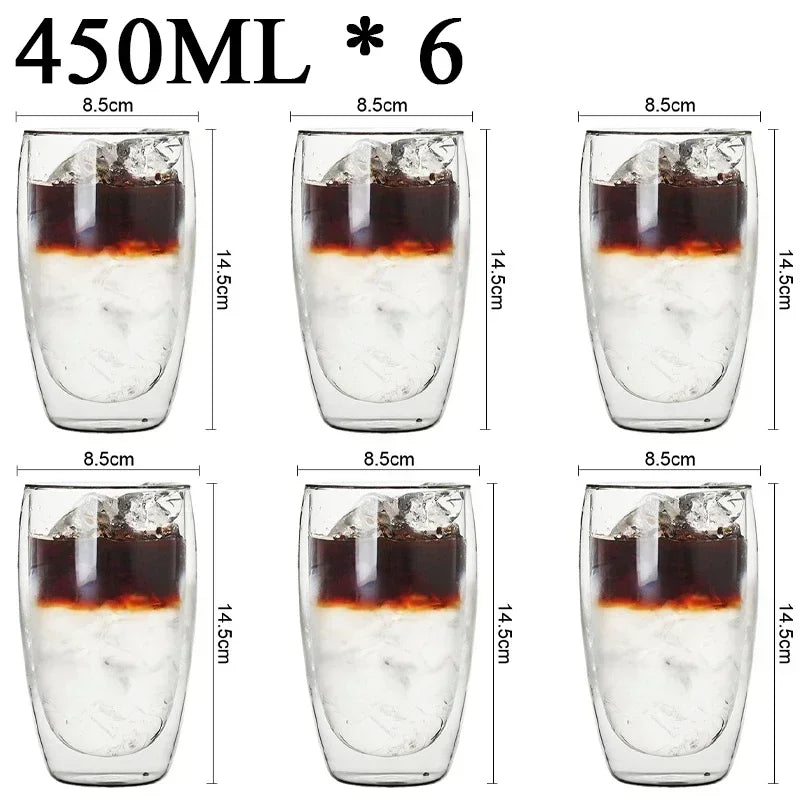 Double Wall Borosilicate Glass Mugs Set Heat Resistant - Smarsty