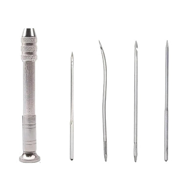 Leather Sewing Needles Kit, Set Contains Silver Leather Sewing Awl, 4 Piece Needle Suitable for Leather Canvas Tent - Smarsty