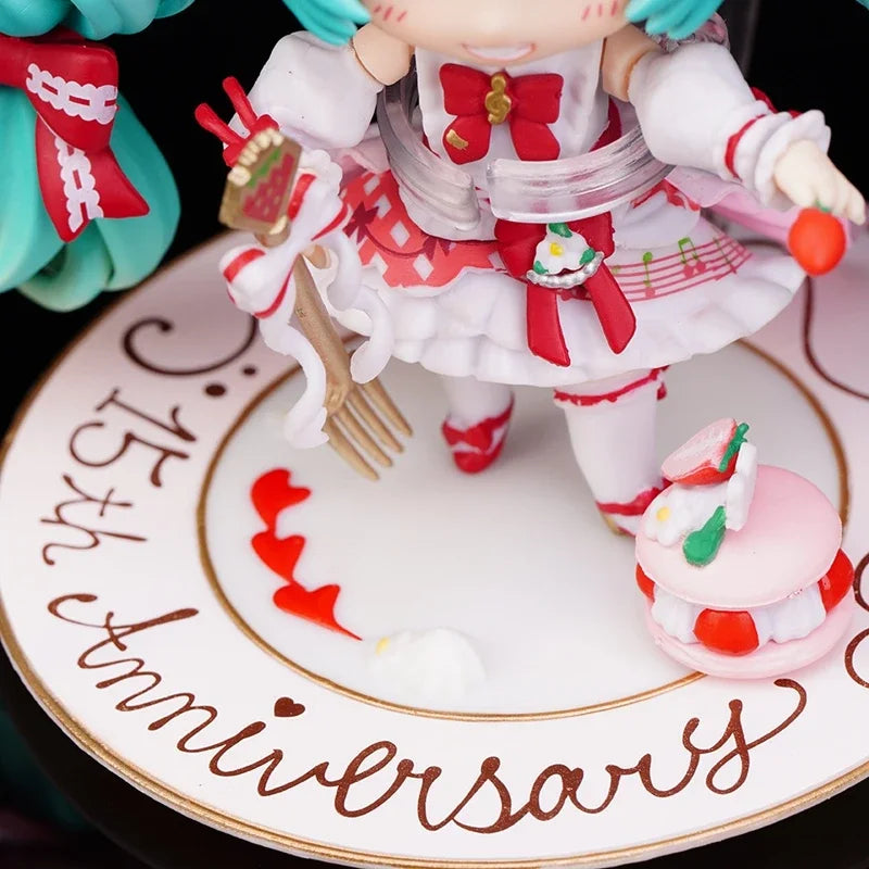 10cm #1939 Hatsune Miku Anime Figure 15th Anniversary Strawberry Miku Action Figure #1940 PVC Collection Model Doll Toys Gift - Smarsty
