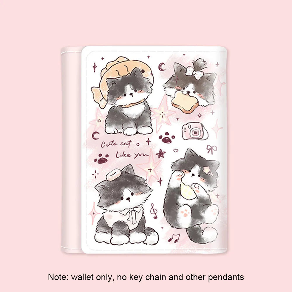 PU Leather Cute Women Wallet Coin Purse Simple 3 Folds Multi-card Slots Card Holder Cute Cat Dog Short Wallets for Girls - Smarsty