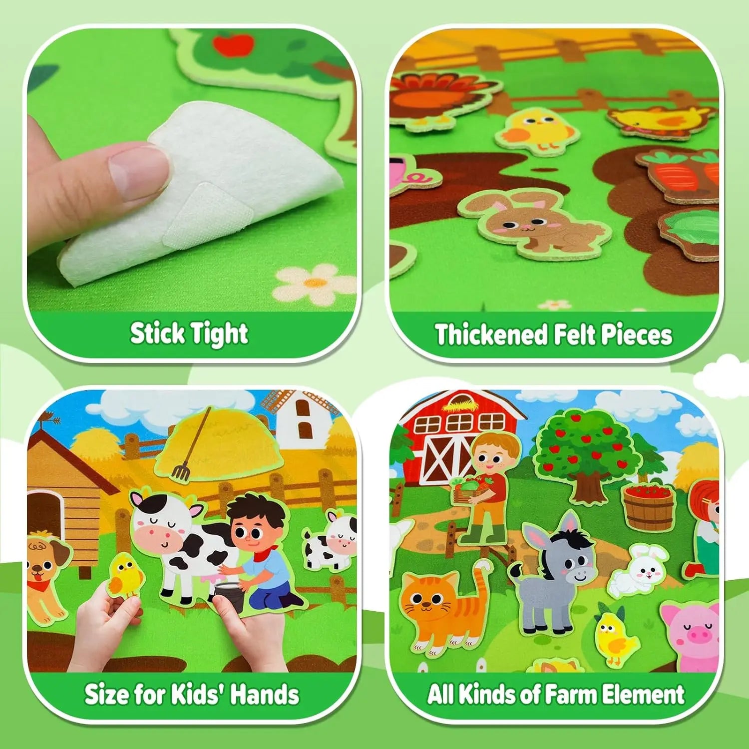 Farm Animals Felt Story Board Set Storytelling Early Learning Interactive Play Kit Wall Hanging Puzzle Toys for Toddlers Gifts - Smarsty