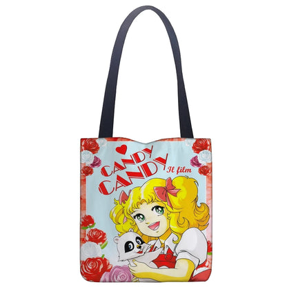 Cartoon Candy Handbag Linen Tote Top Handle For Women - Smarsty
