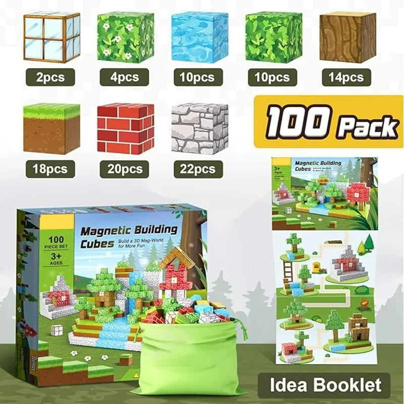 Magnetic Building Blocks Mine World Magnet Cube Set for Boy Girl Kid Age 3+ DIY Model Children STEM Educational Sensory Toy - Smarsty