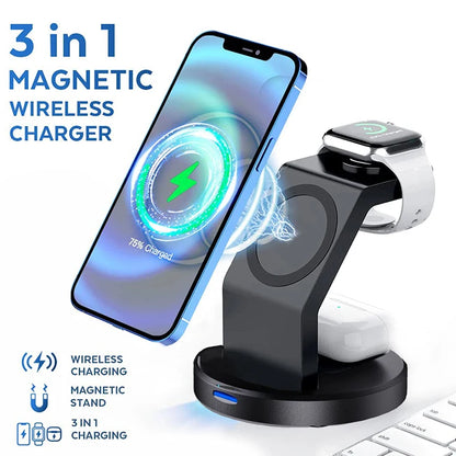 Three In One Magnetic Wireless Charger Stand For iPhone - Smarsty