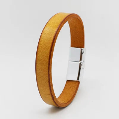 Vintage Cowhide Leather Bracelet for Men Magnetic Buckle - Smarsty