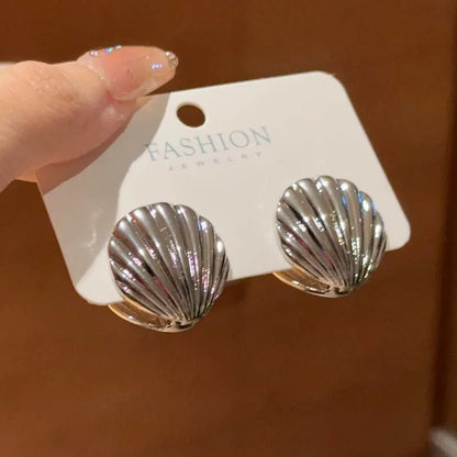 Vintage Metal Stud Earrings Punk Silver Geometric Irregular - Smarsty