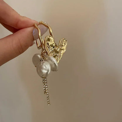 Baroque Heart Tassel Drop Earrings for Fashionable Women - Smarsty