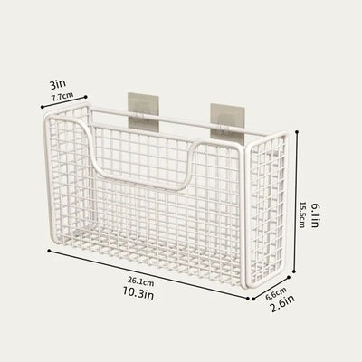Punch-free Kitchen Cabinet Door Storage Box Iron Rack Wall-mounted Cabinet Plastic Wrap Rack Bathroom Refrigerator Rack by Smarsty