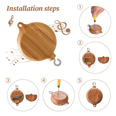 Revolving Music Box For Newborns Baby Crib Imitation Wood Color Hanging Rattle Baby Soothing Musical Toys 0-12 Months Baby Gift by Smarsty