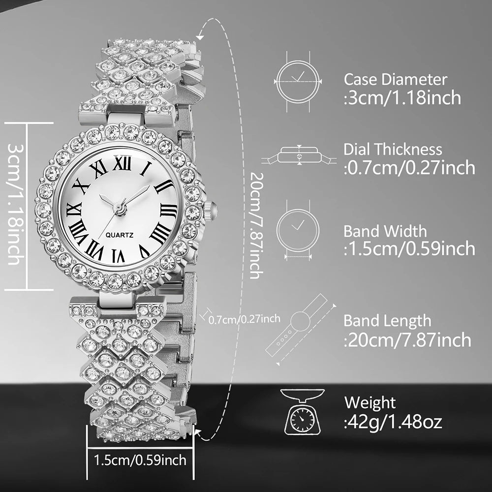 Luxury Silver Women's Quartz Watch Set for Her - Smarsty