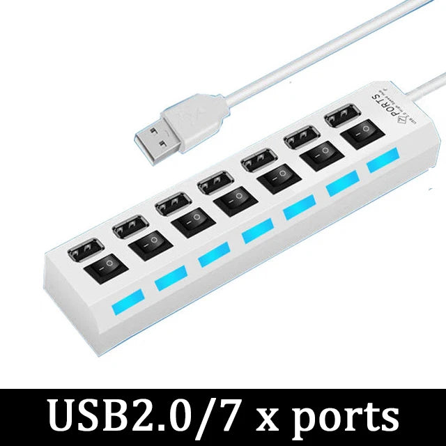 USB 3.0 Hub 4/7 Port Multiport Cable High Power Adapter