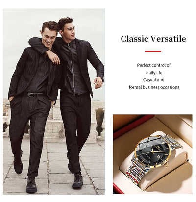 Luxury Stainless Steel Men's Watch with Rhinestones - Smarsty