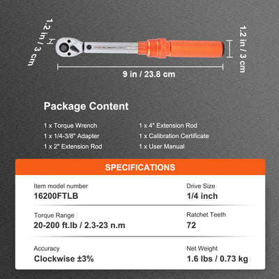 SucceBuy 1/2" 1/4" 3/8" Mechanical Torque Wrench Set Precision Pointer Hand Tools Torque Wrench Mechanical Car Repair Tool - Smarsty