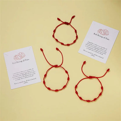 Handmade 7 Knots Red String Bracelet Set for Luck - Smarsty