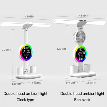 Rechargeable LED Table Lamp with Fan and Clock - Smarsty