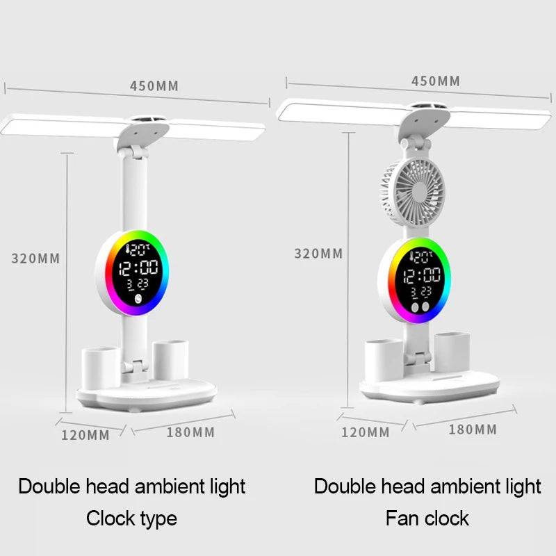 Rechargeable LED Table Lamp with Fan and Clock - Smarsty
