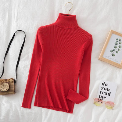 2025 Women Turtleneck Sweater Knitted Soft Pullovers Cashmere Jumpers Basic Solid Soft Sweaters Women Autumn Winter Casual Top - Smarsty