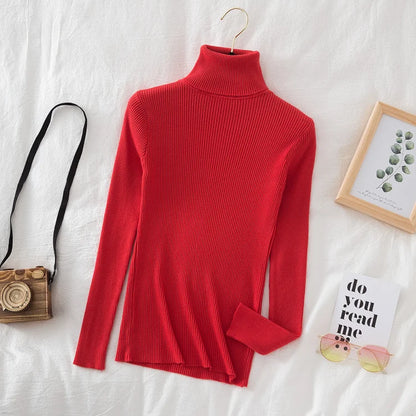 2025 Women Turtleneck Sweater Knitted Soft Pullovers Cashmere Jumpers Basic Solid Soft Sweaters Women Autumn Winter Casual Top - Smarsty