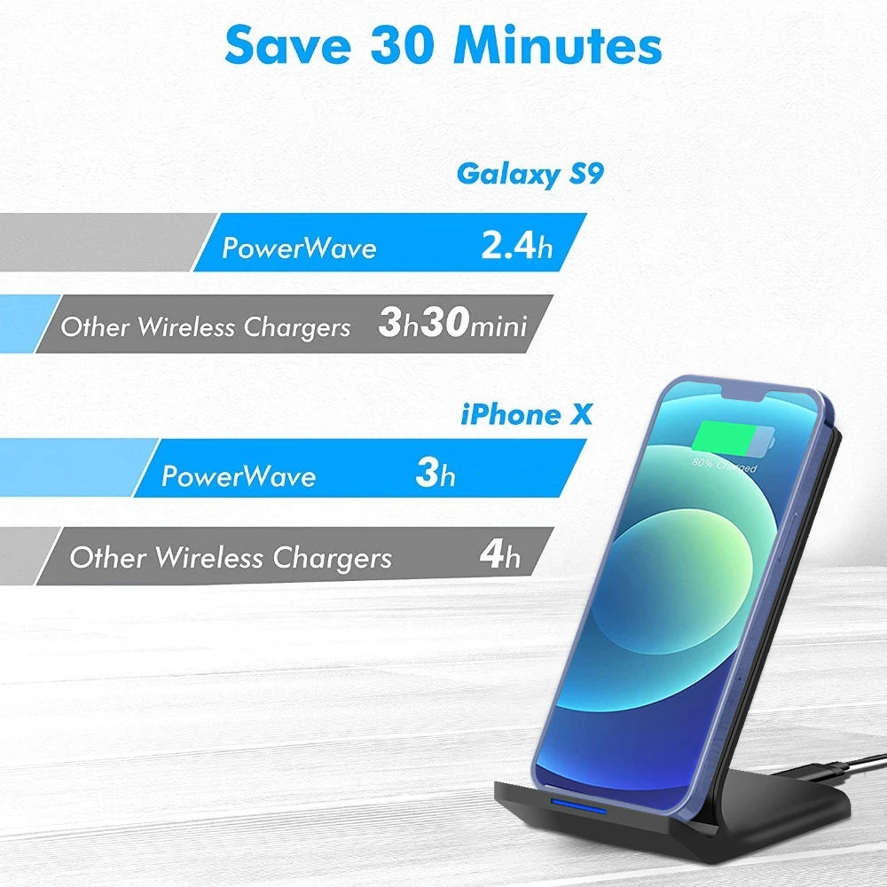 30W Qi Wireless Charger Stand Fast Charging Dock For Phones - Smarsty