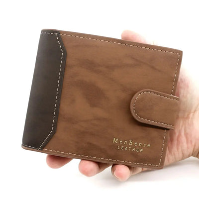 Men's Wallet with Hasp Business Card Holder Case Male Short Purse PU Leather Money Bag for Men Credit Card Wallets - Smarsty