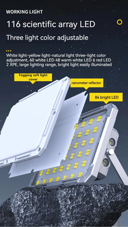 Portable LED Camping Tent Light Rechargeable Searchlight High Power Outdoor Emergency Lighting Waterproof Hanging Night Lamp