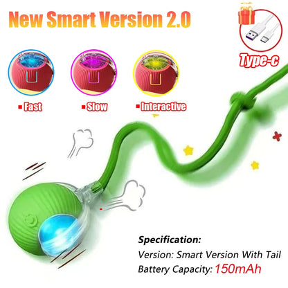 Interactive Rechargeable Cat Toy Ball With Faux Tail - Smarsty