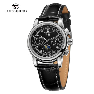 Luxury Women's Automatic Mechanical Wrist Watch with Diamond Moon Phase - Smarsty
