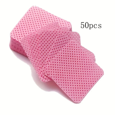 50 Pieces of Velvet-Free Nail Wipes, Super Absorbent Nail Wipes for Removing Gel Polishing, Extension Eyelashes and Nails (White Pink) - Smarsty