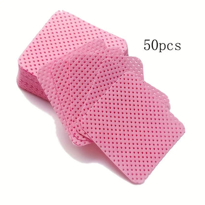 50 Pieces of Velvet-Free Nail Wipes, Super Absorbent Nail Wipes for Removing Gel Polishing, Extension Eyelashes and Nails (White Pink)