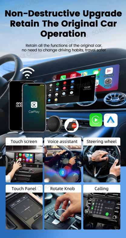 Mini Ultra 3 CarlinKit 5.0 Wireless Adapter Wireless CarPlay Android Auto For OEM Car Plug & Play WiFi Bluetooth Auto Connection