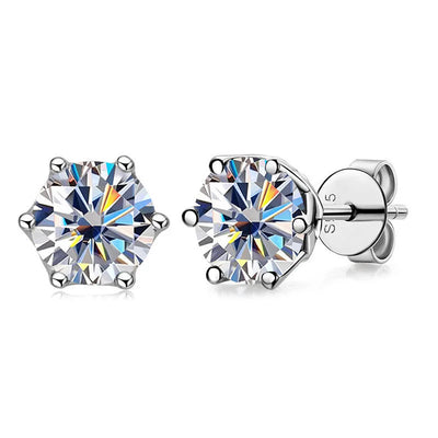 1 CT D Color Moissanite Stud Earrings Sparkling 925 Silver - Smarsty