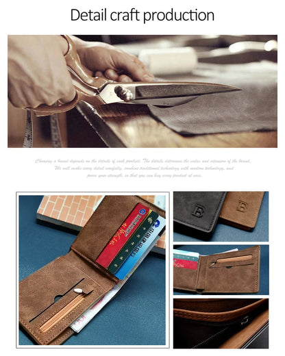 New Retro Men Leather Wallets Small Money Purses Design Dollar Price Top Men Thin Wallet With Coin Bag Zipper